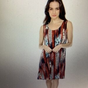 Stretchy Missy Tank Dress ( Color: Multi Abstract) Size -XL ( PREOWNED)